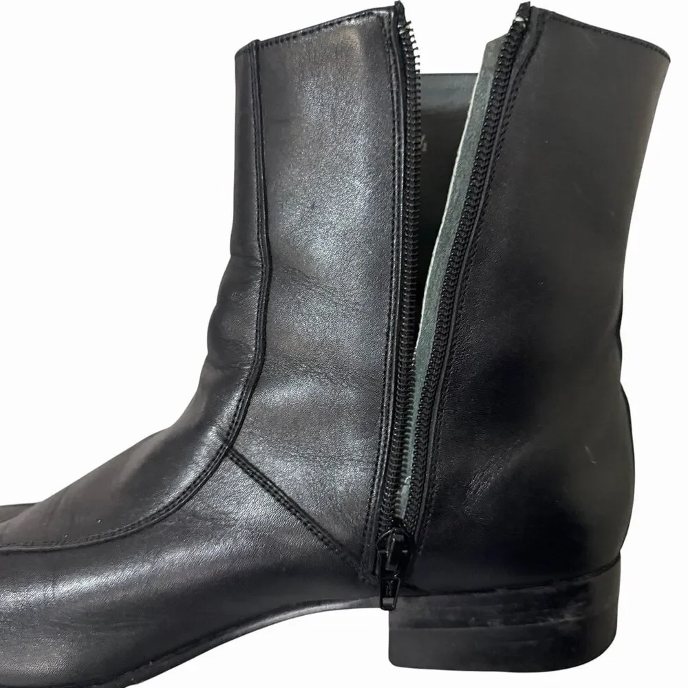 Vintage Premium Quality Chelsea Style Black Leather Zipper Boots Mens  10.5D